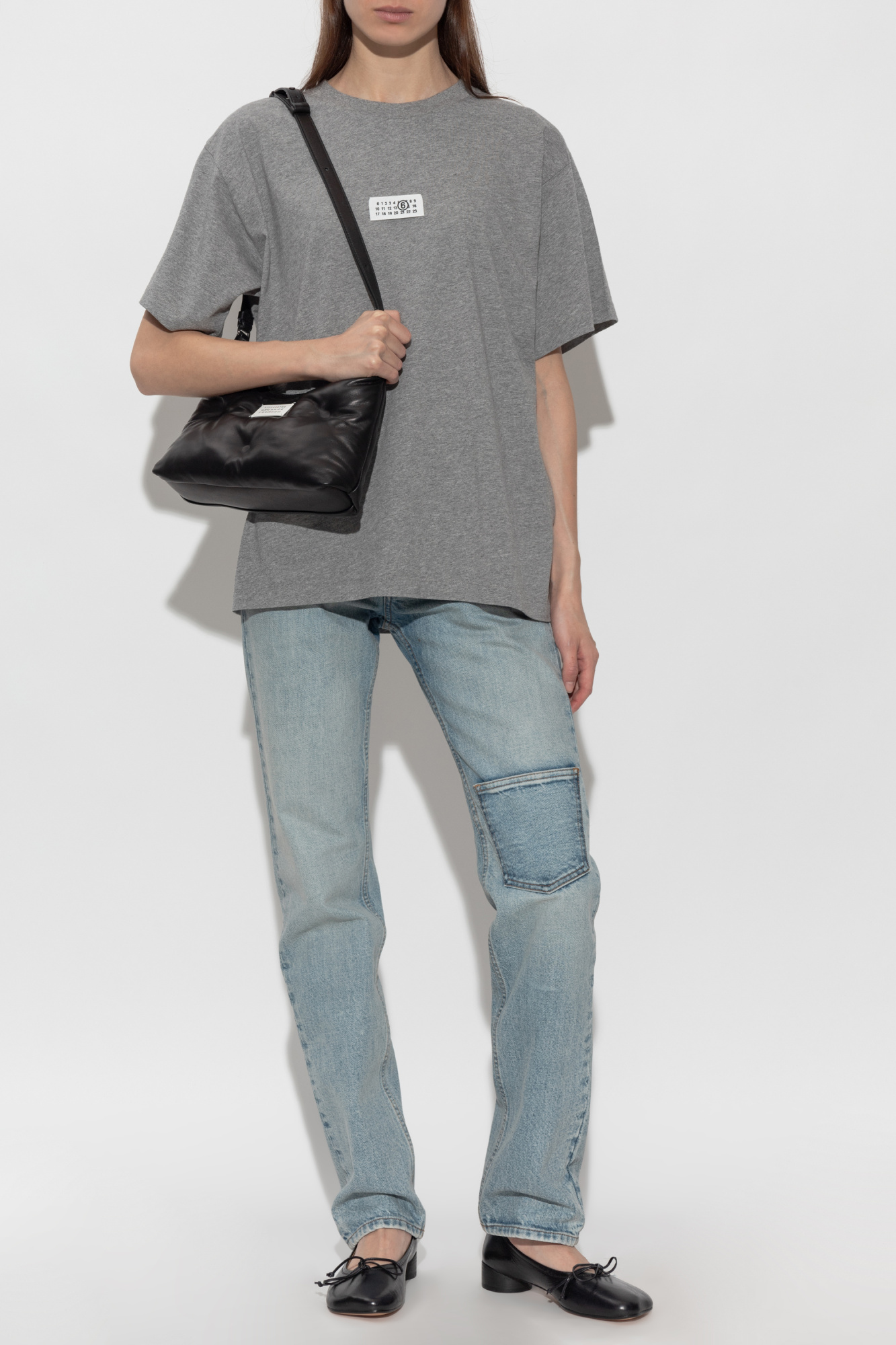 ✨美品✨ MM6 Maison Margiela黒グレー　半袖T M orn MM6 Maison Margiela T-shirt with logo patch | Women's | Vitkac